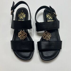 Sam & Libby Black Sandals with Gold Accent